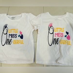 Little Miss ONEderful / One year old birthday shirts for twin girls